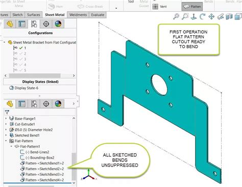 flattening sheet metal|solidworks sheet metal flat pattern.